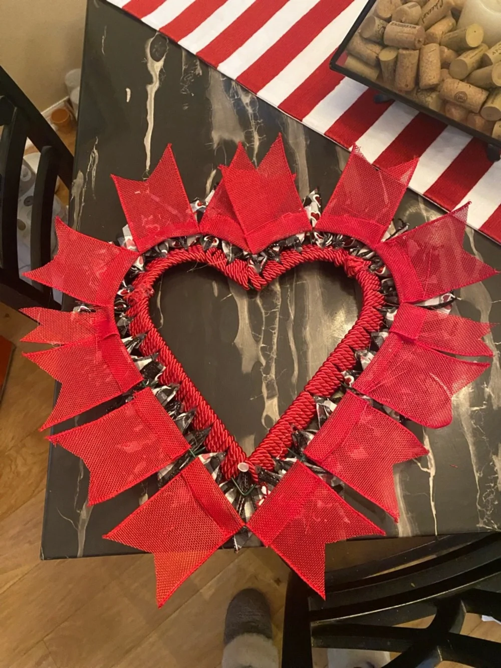 Handmade Red Heart Holiday Wreath - Home Holiday Decor